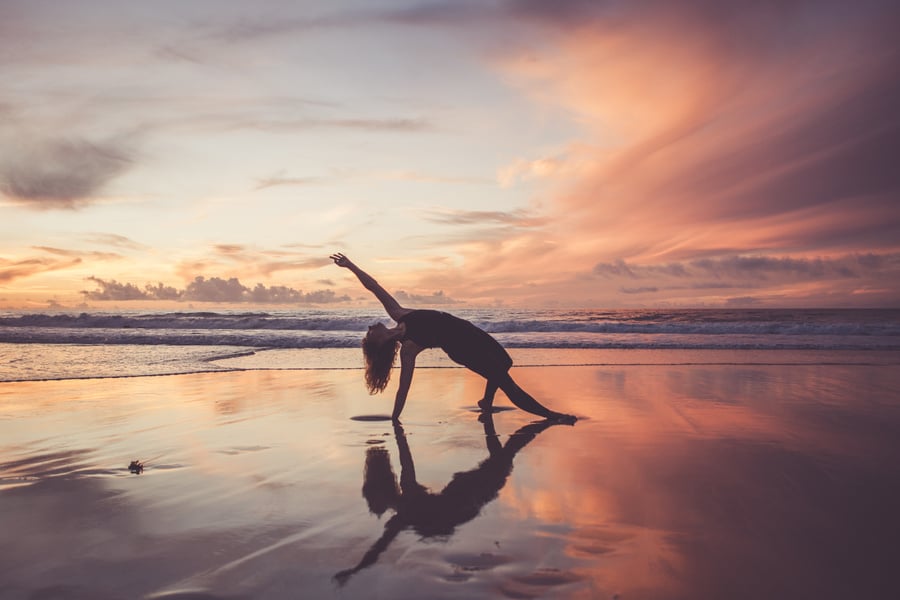 Beach yoga silhouette